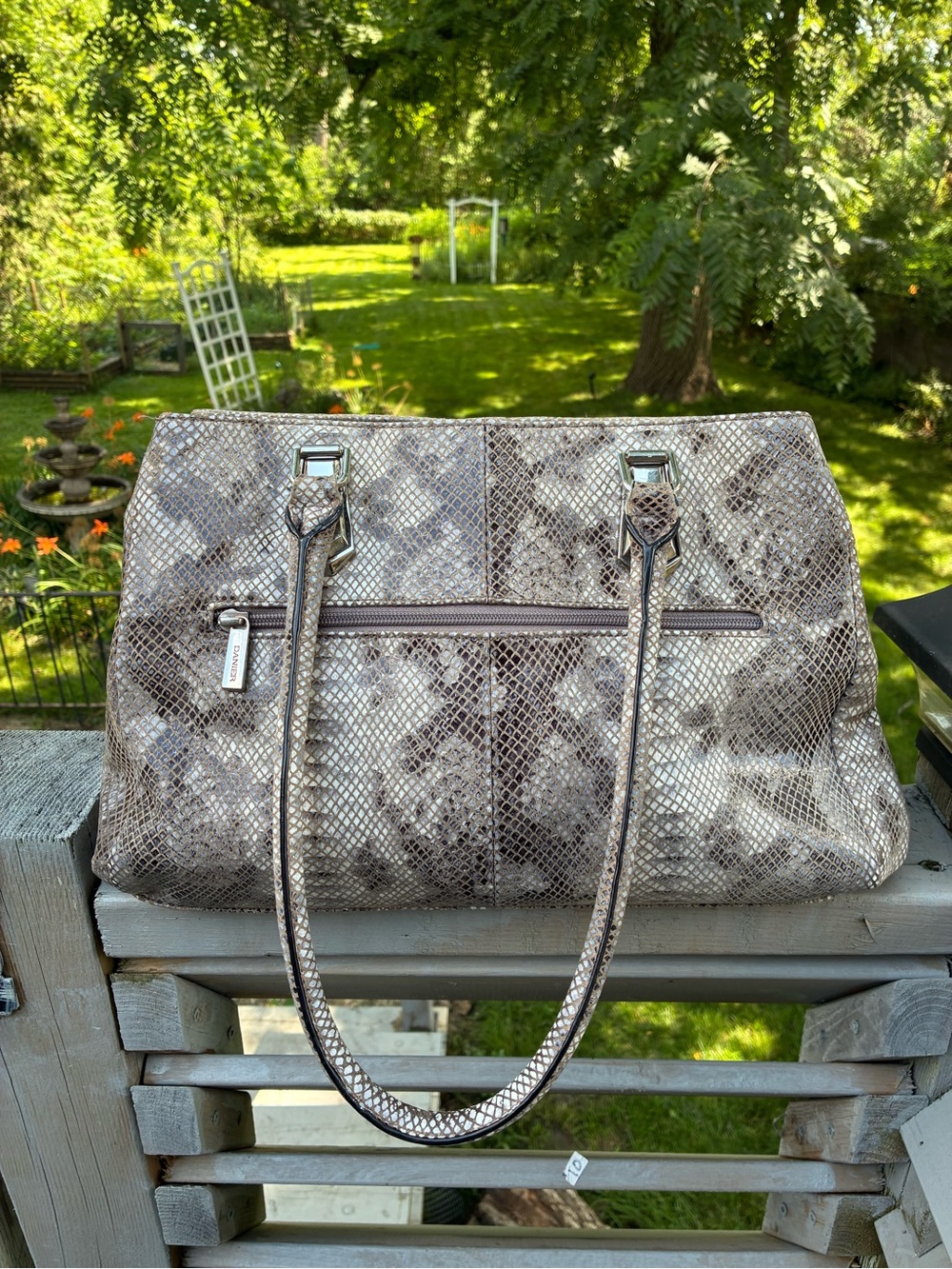 Vintage Danier Snake-Print Shoulder Bag